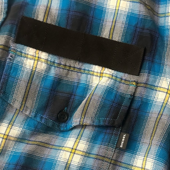 mens DIESEL plaid hooded button-up flannel shirt - Picture 6 of 8